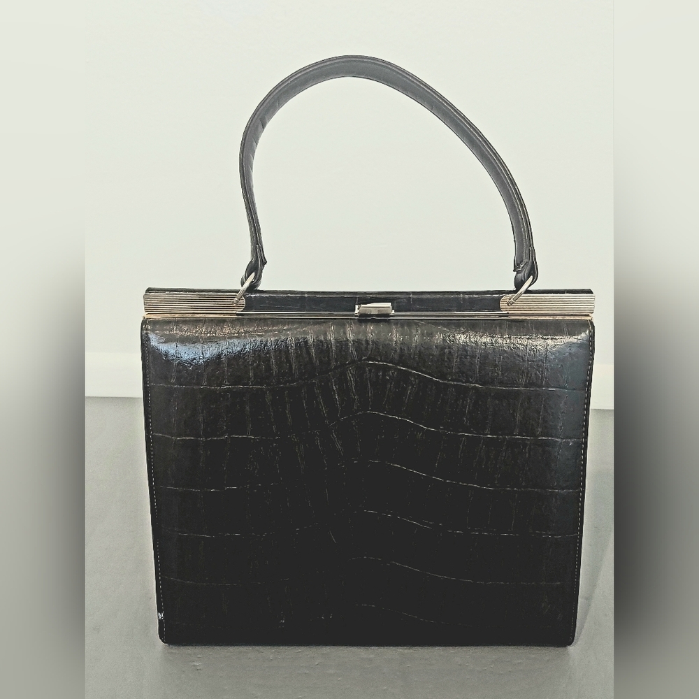 Vintage Brown Crocodile-Embossed Purse - Picture 2 of 10